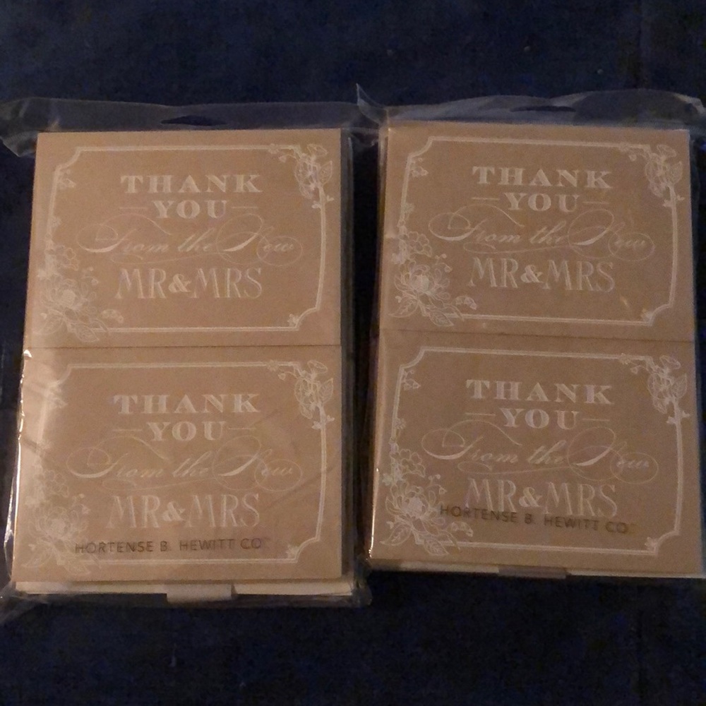 Two packs of 50 thank you wedding cards